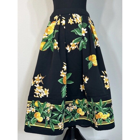 NY&C Eva Mendes Collection Black Maddie Lemon Print Skirt Size 10 - Picture 4 of 12